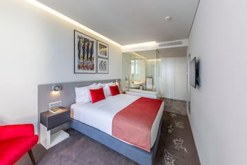 a bed in a room