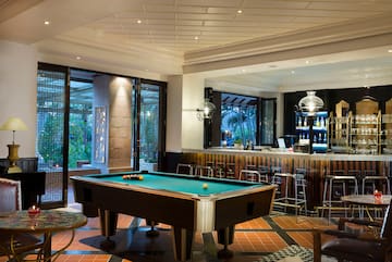 a pool table in a room