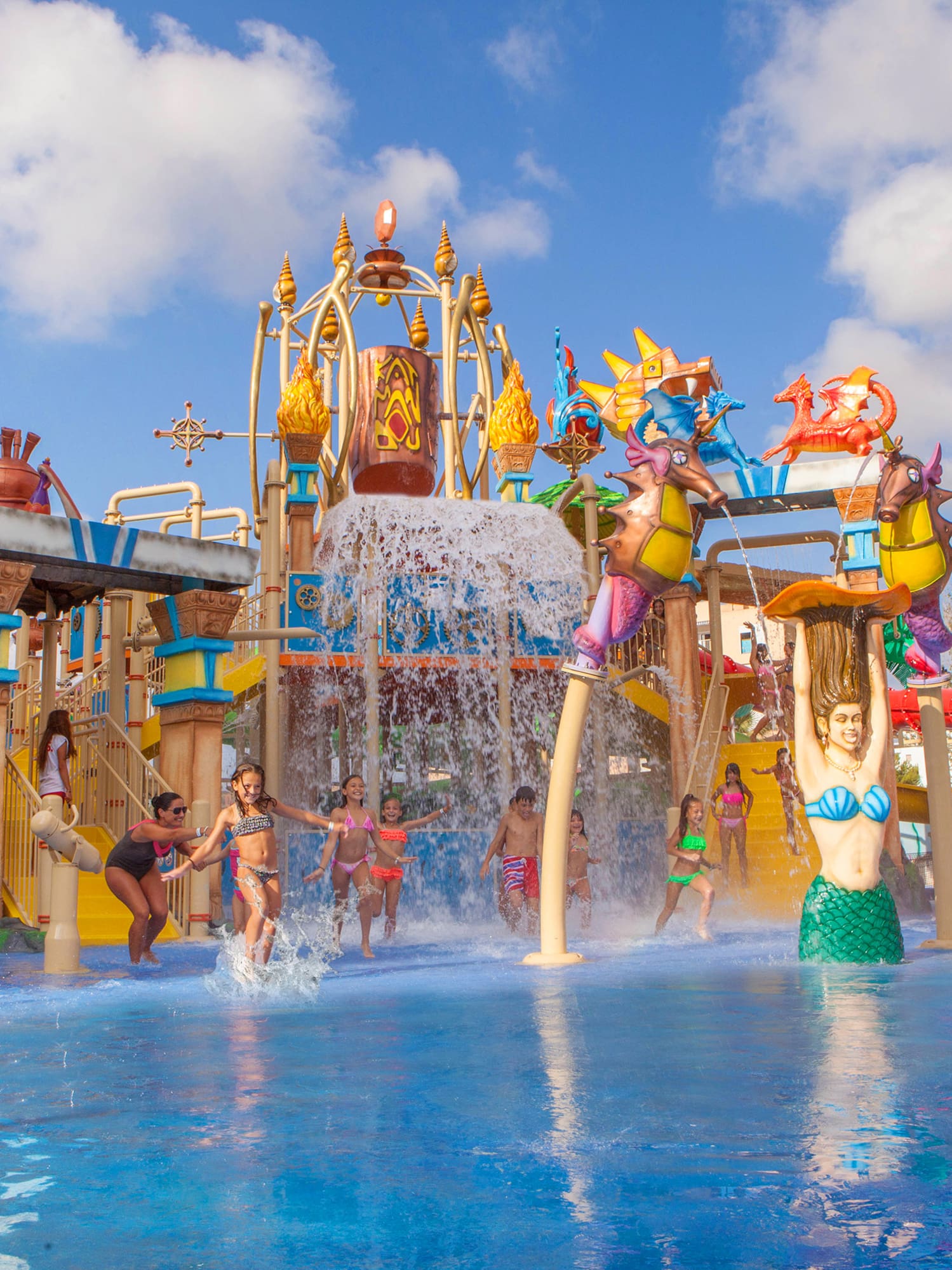 a water park with people in the water