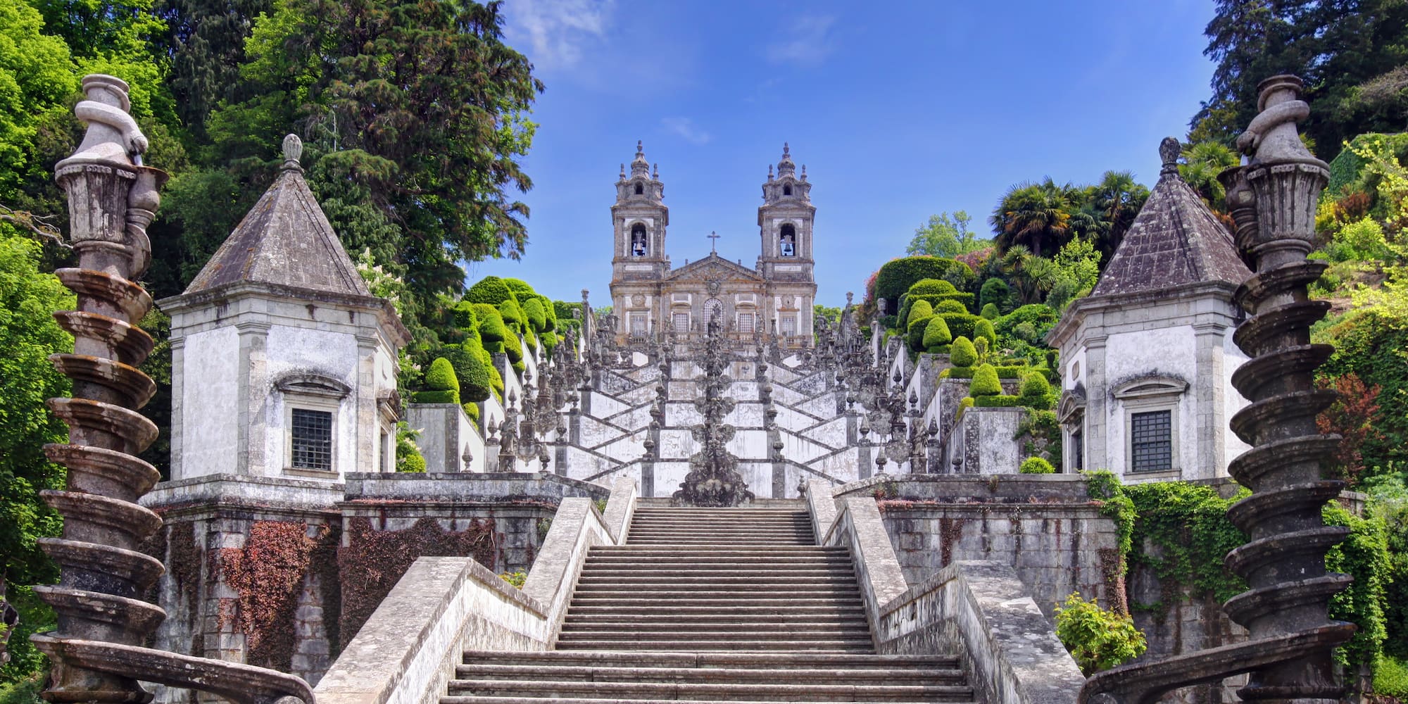 a stone stairs leading up to a building