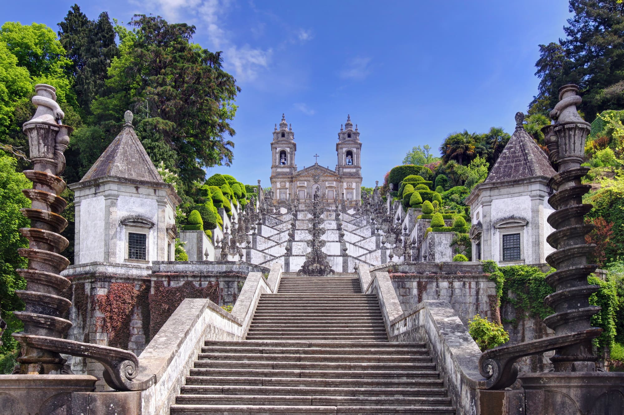 a stone stairs leading up to a building