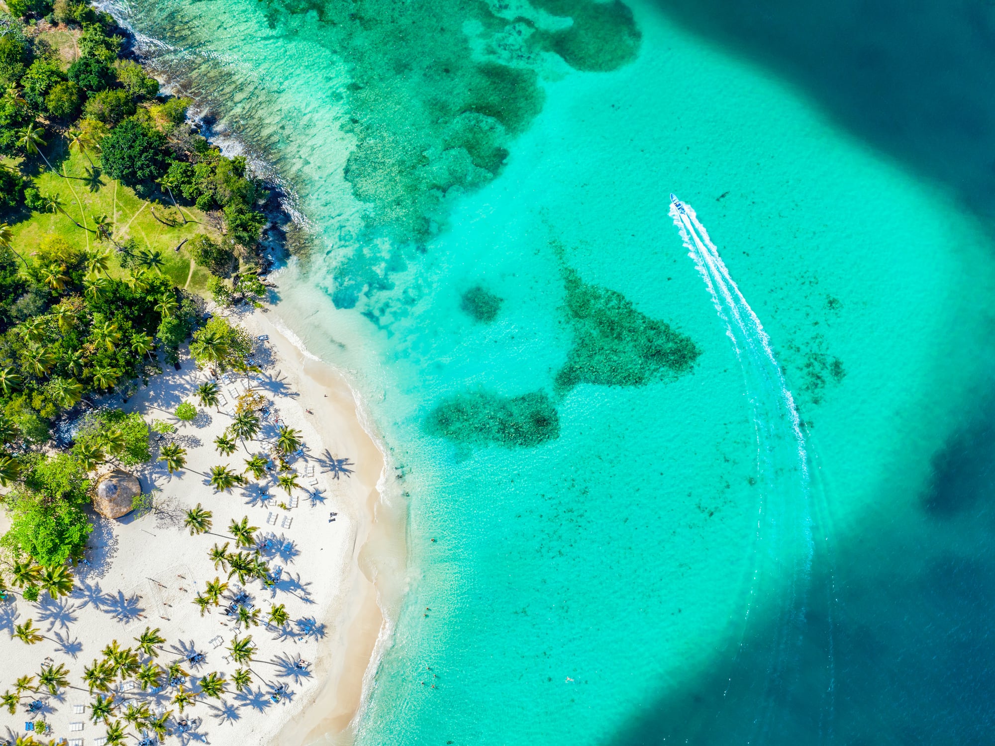 a beach with a boat in the water