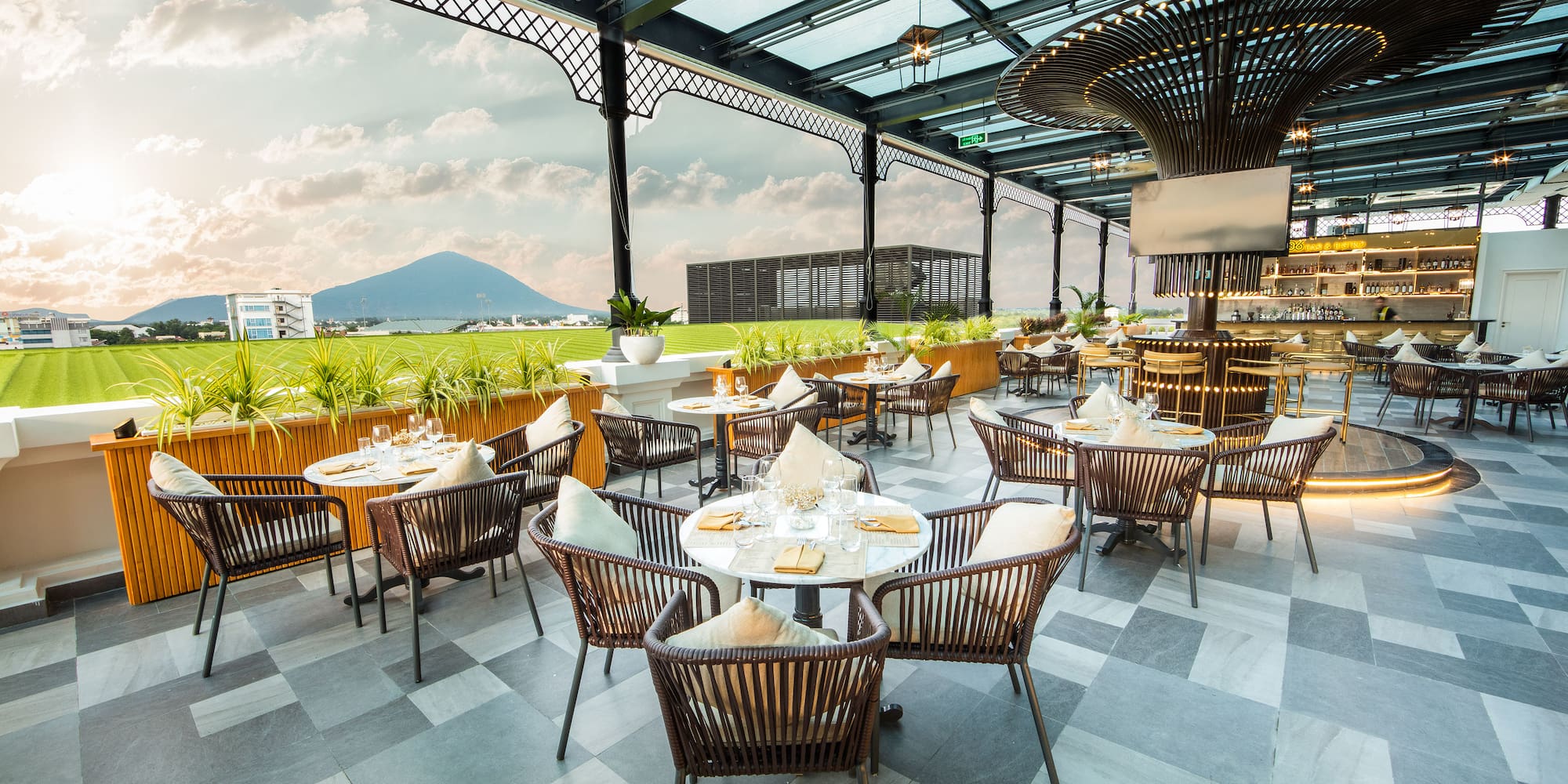 a restaurant with tables and chairs