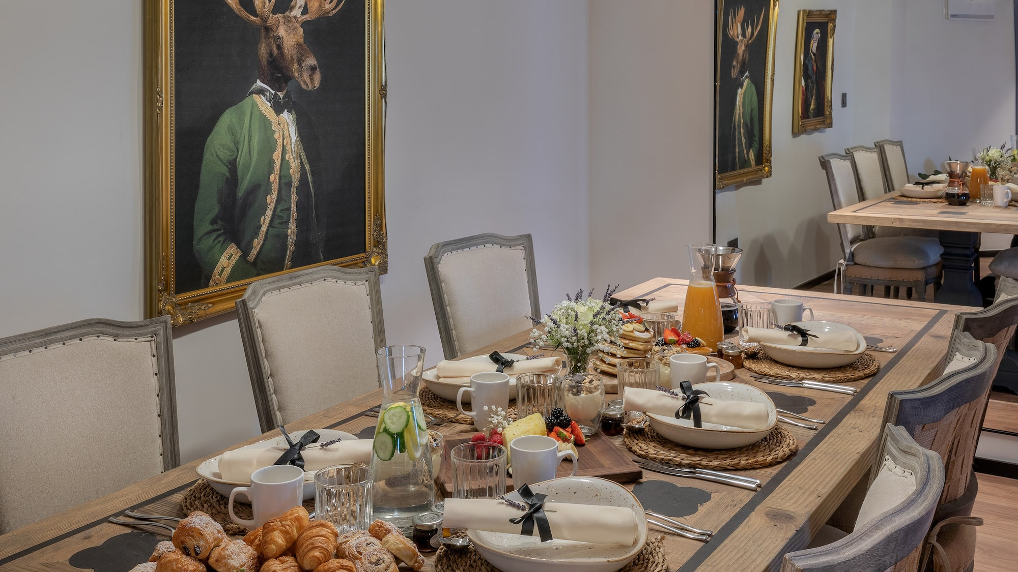 a table with food on it