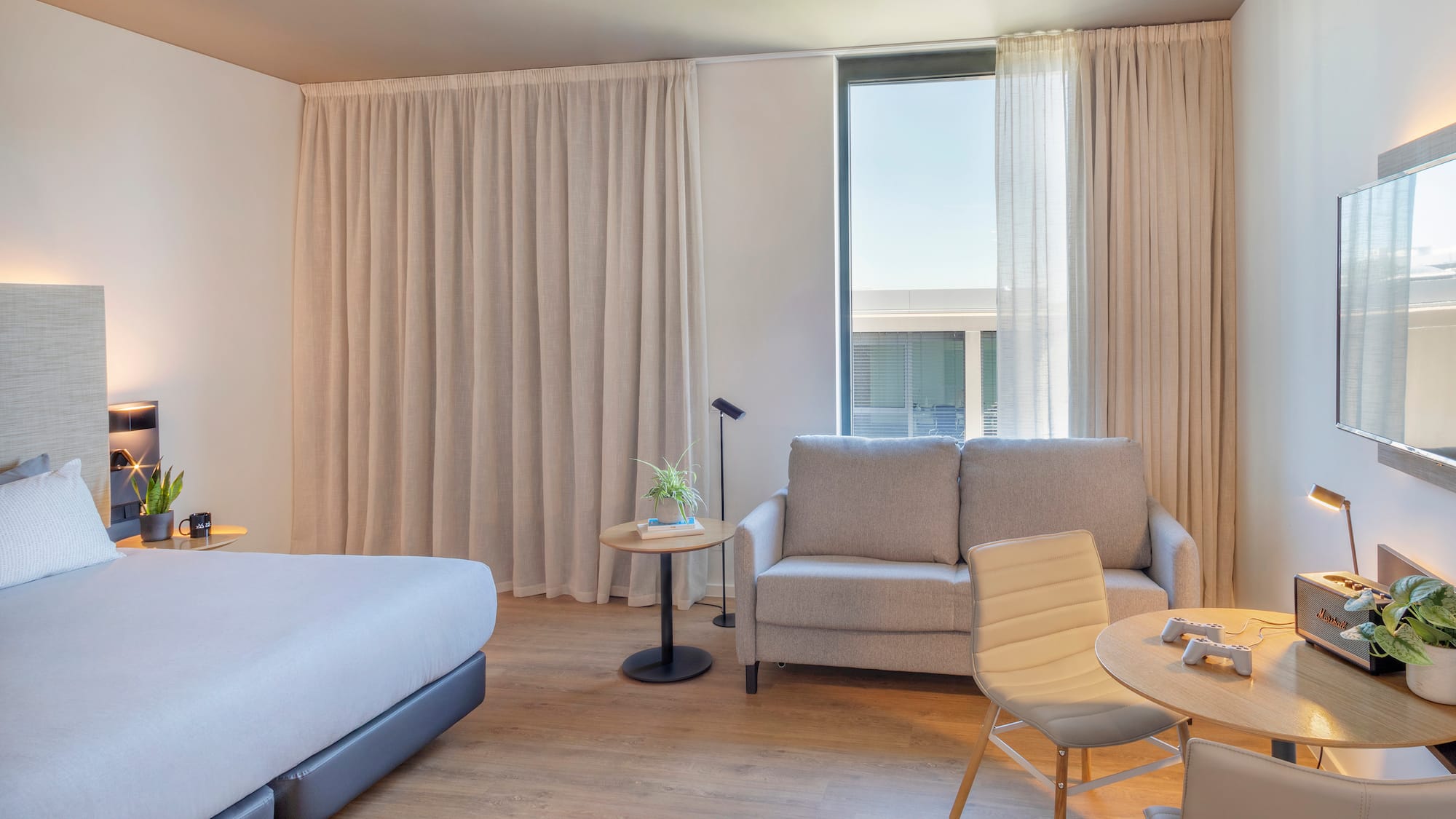 a room with a bed and a couch