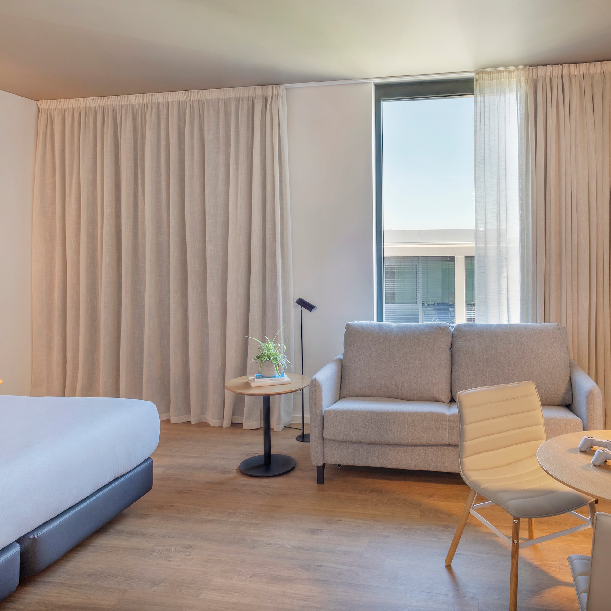 a room with a bed and a couch