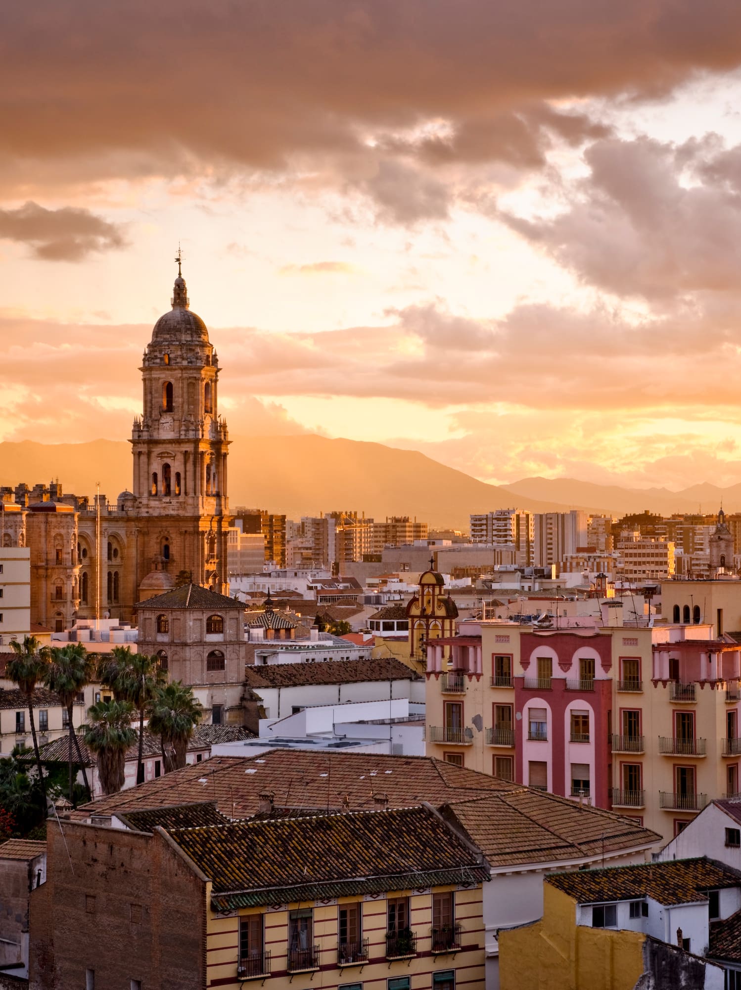 a city with a tall tower