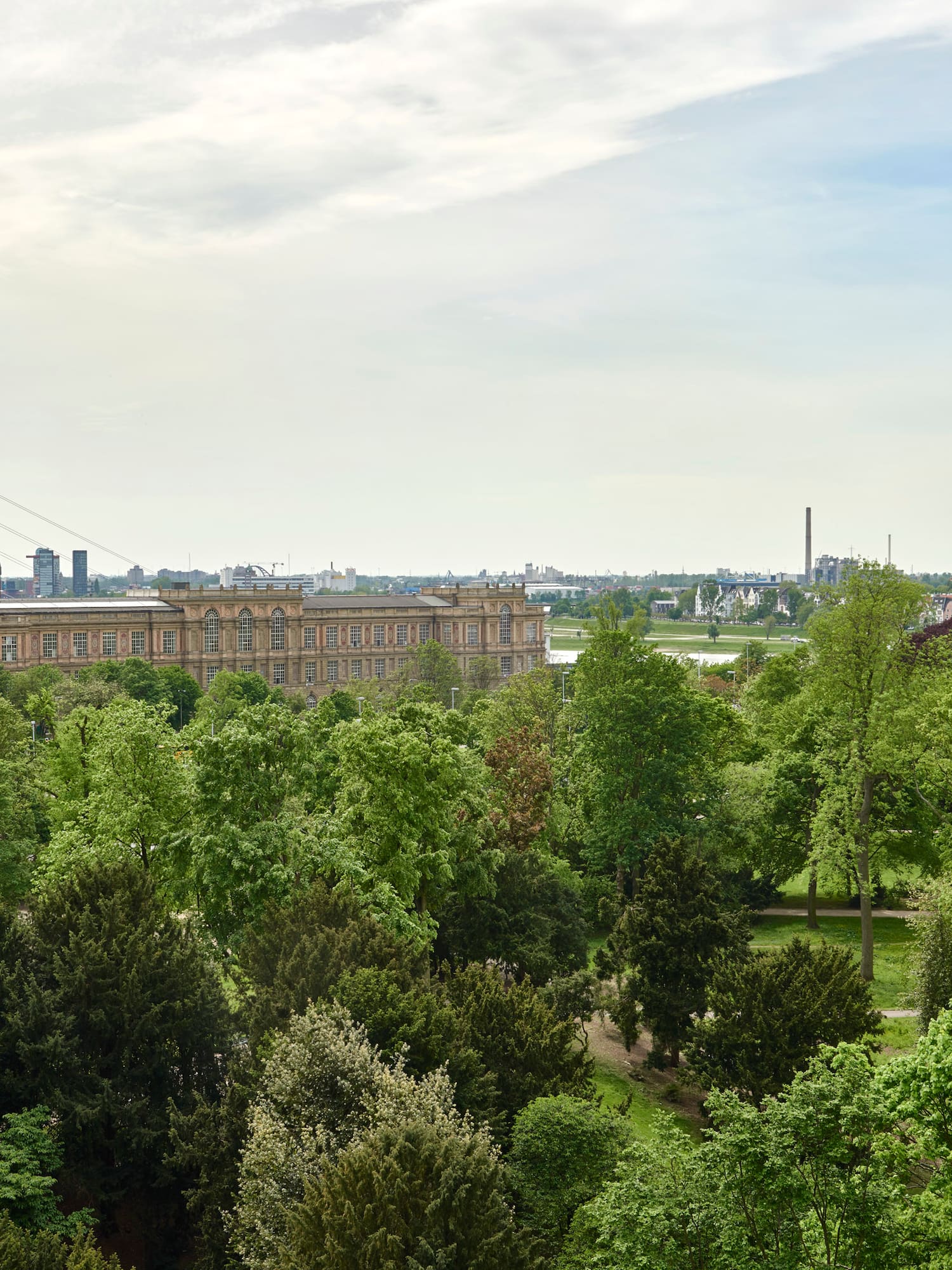 a large building in the distance