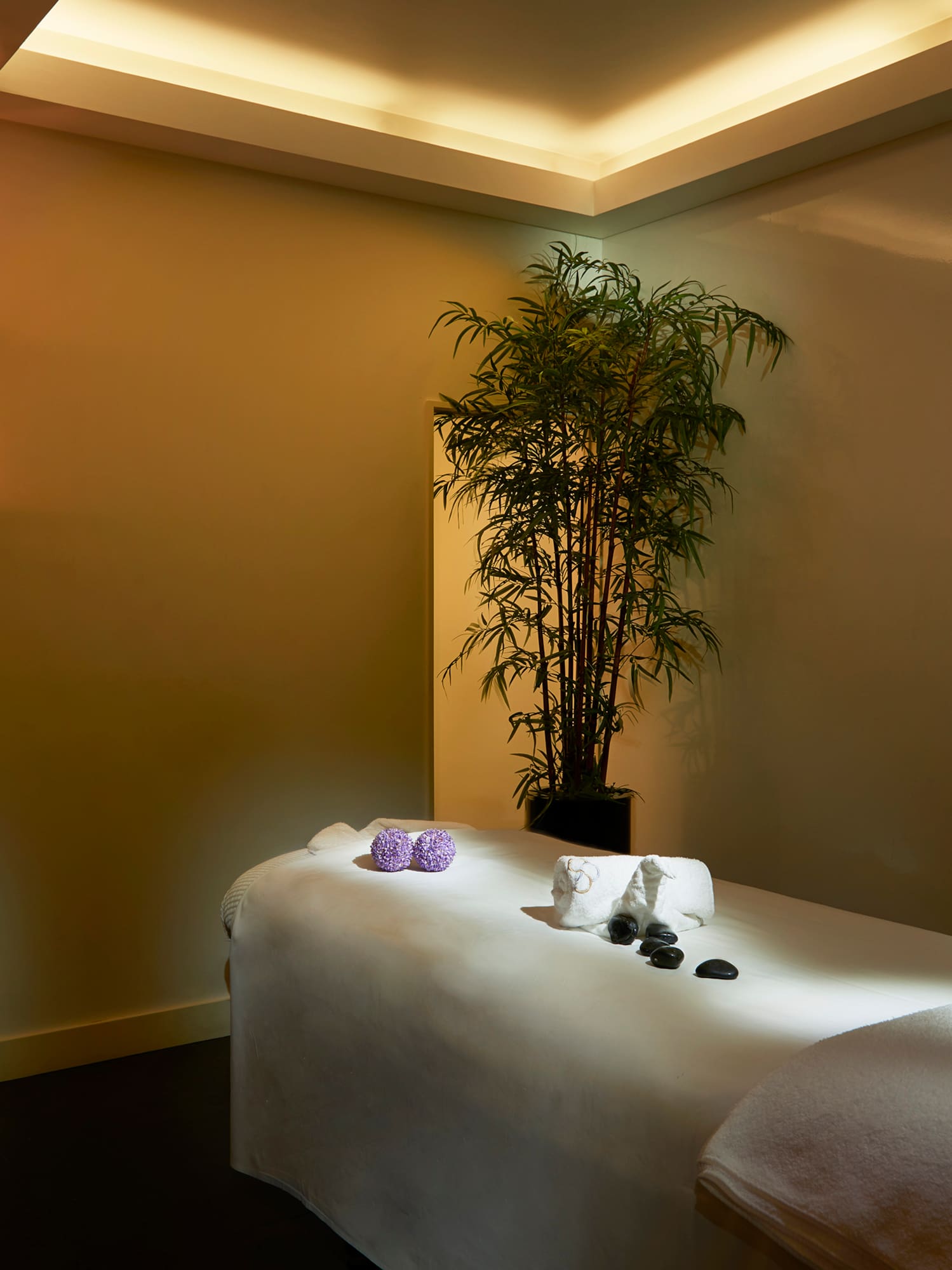 a massage table in a room