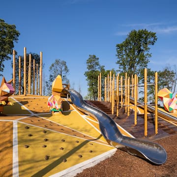 a playground with a slide