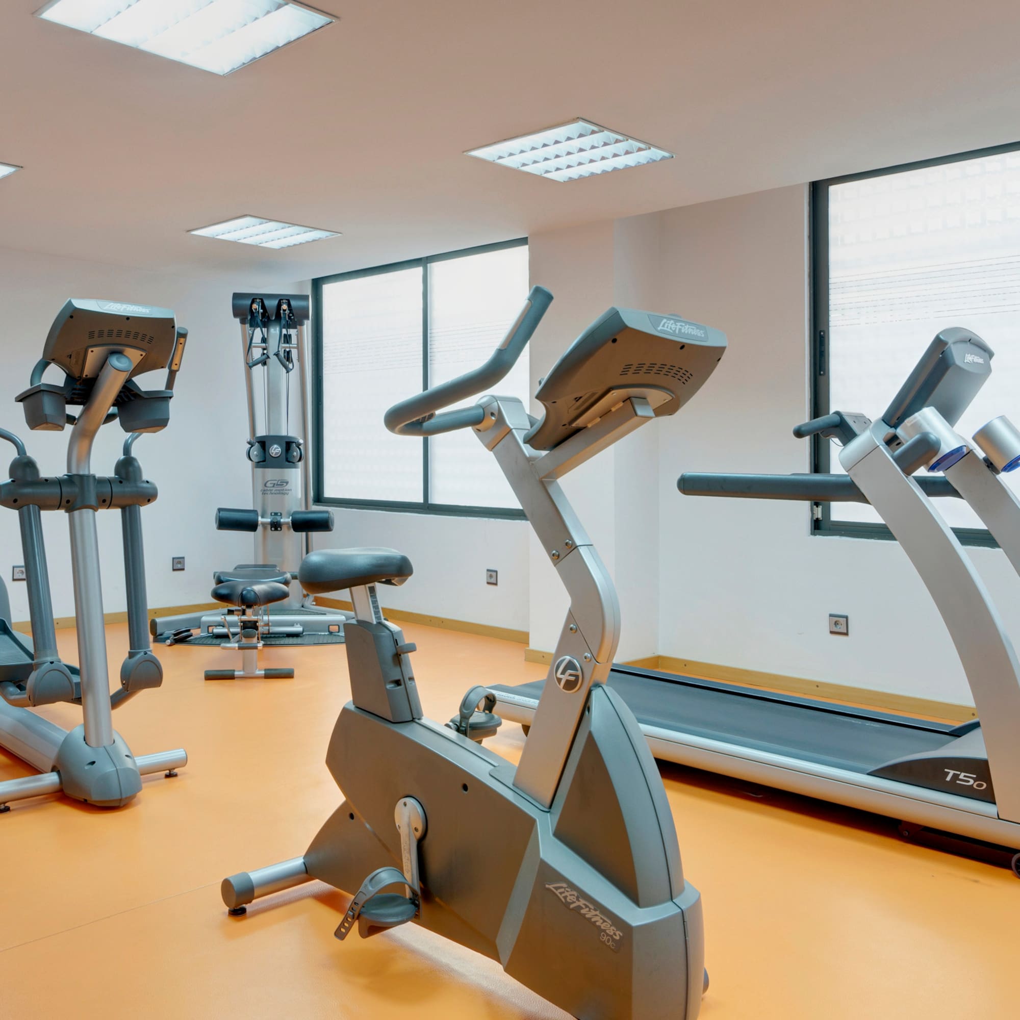 a room with exercise machines