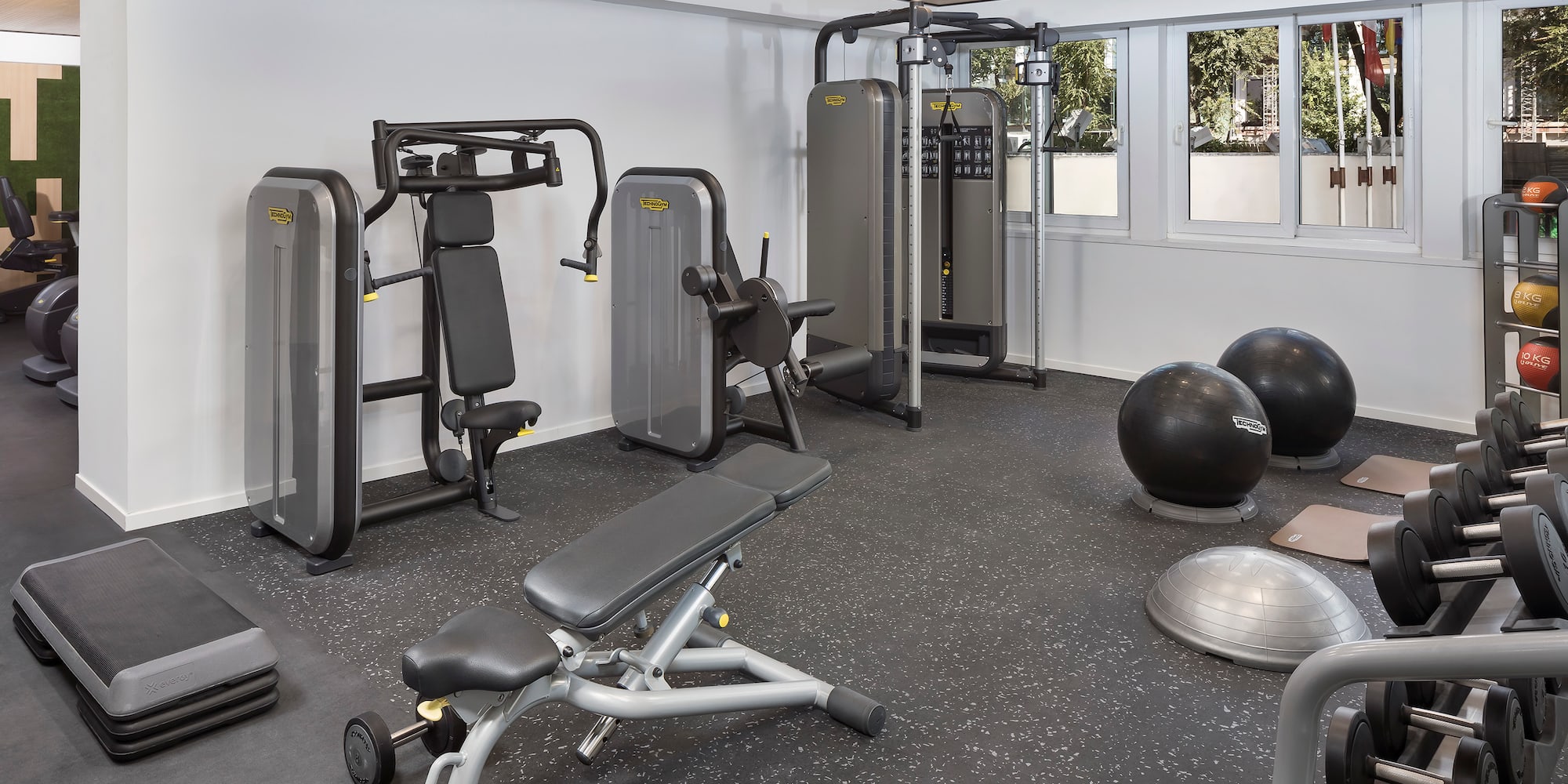 a gym with exercise equipment