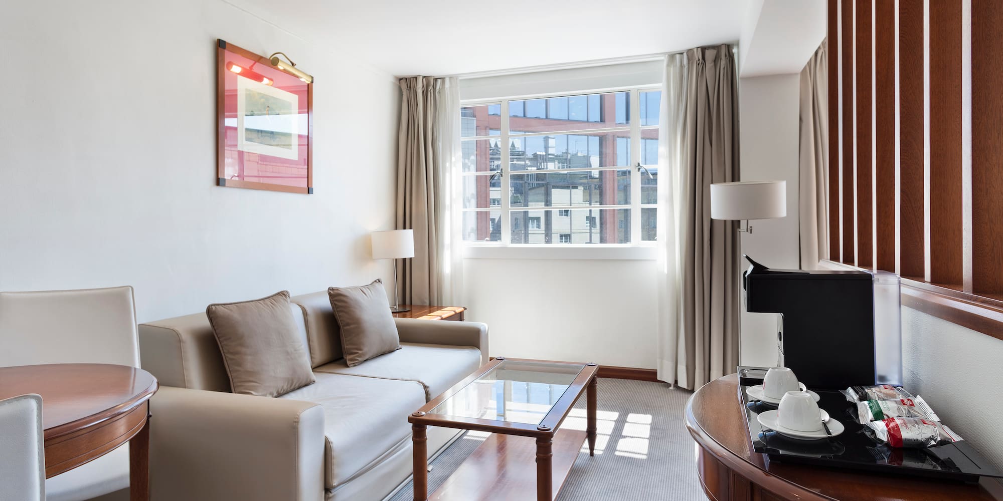 a living room with a couch and a coffee table