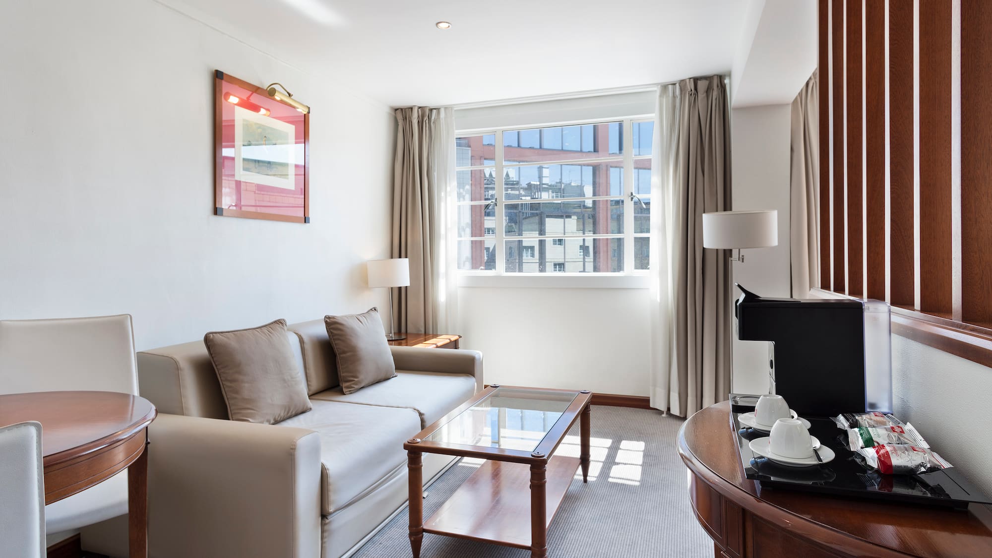 a living room with a couch and a coffee table