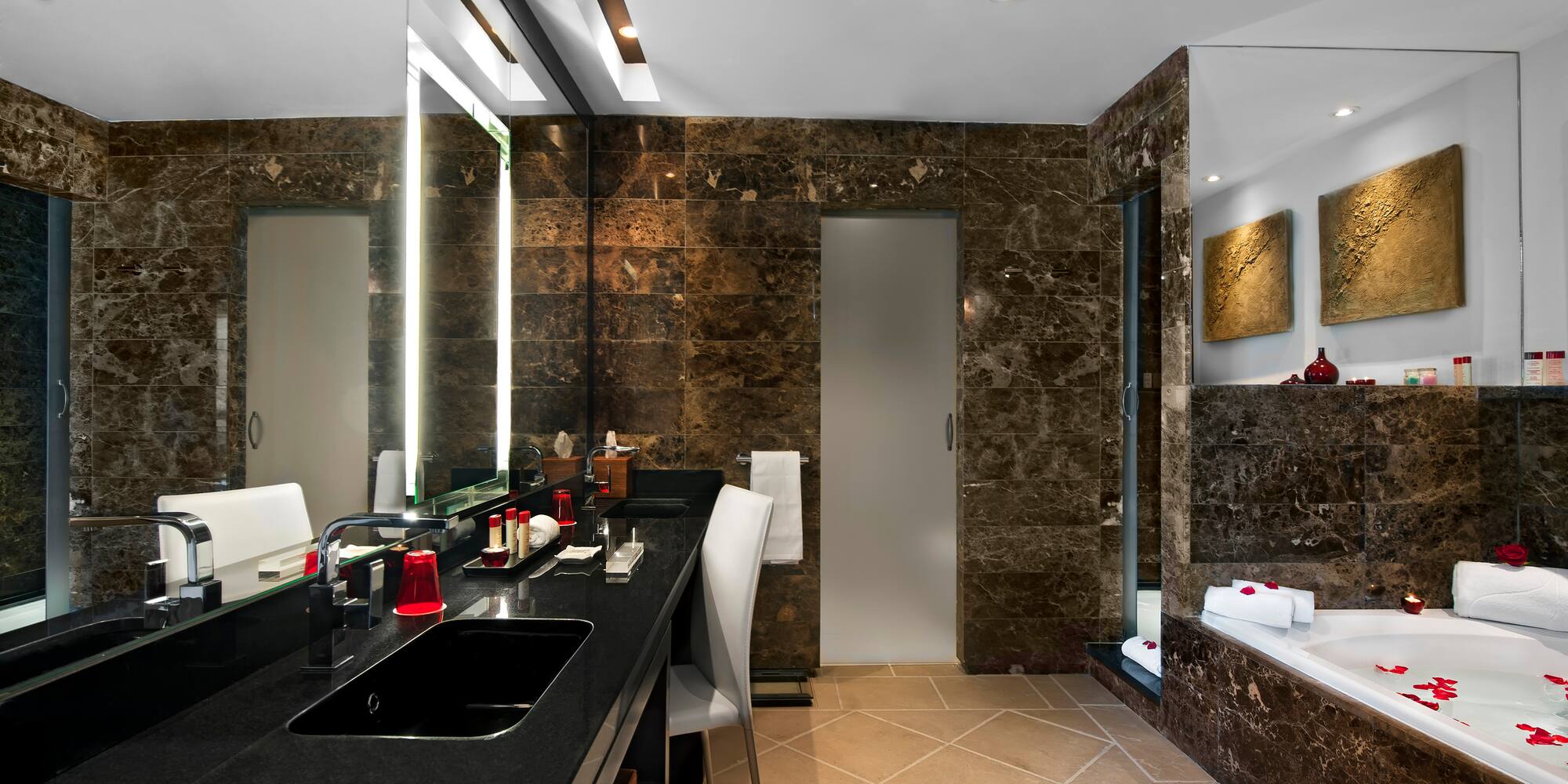 a bathroom with a sink and a shower