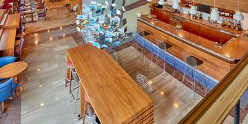 a view from the top of a bar