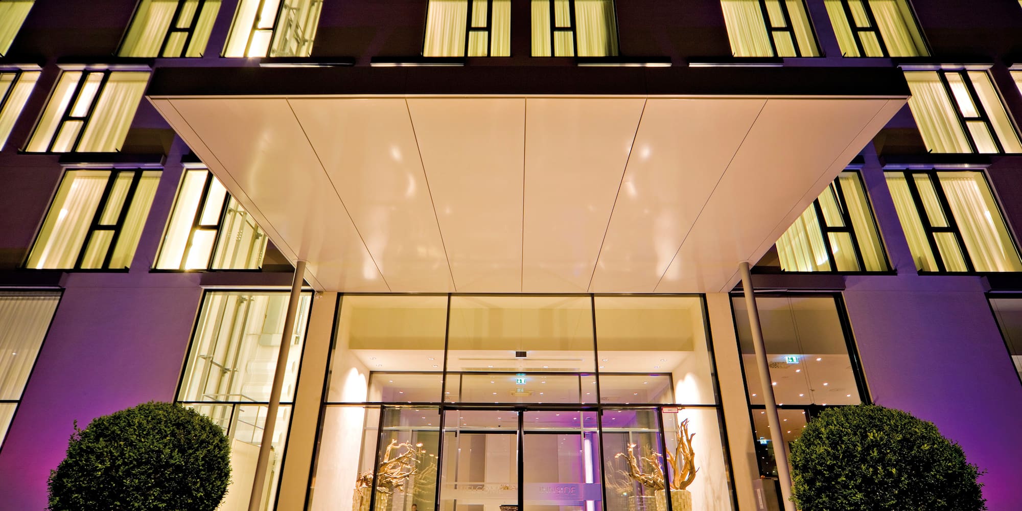 a building with glass doors