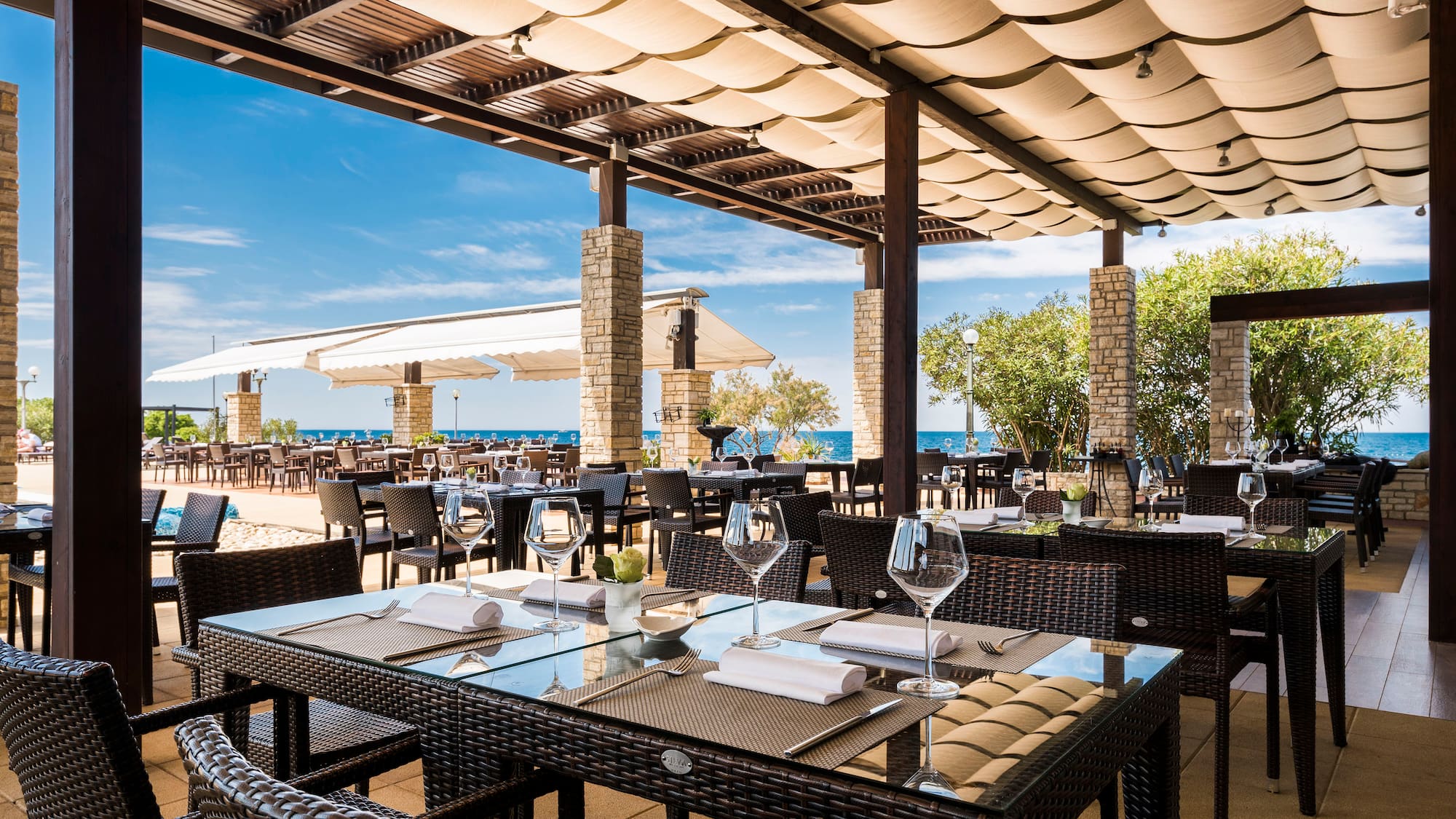 a restaurant with tables and chairs
