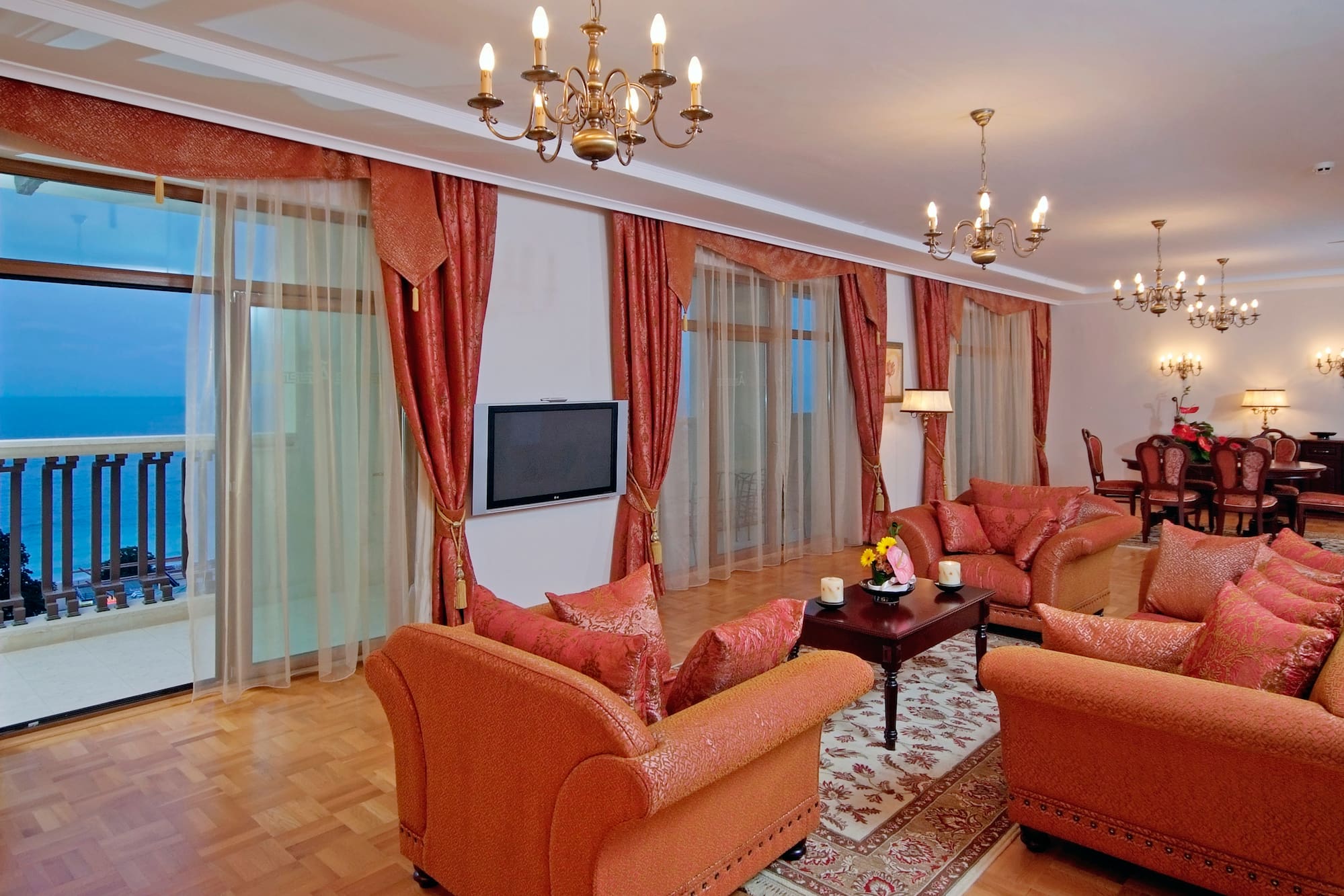 a living room with a couch and a tv