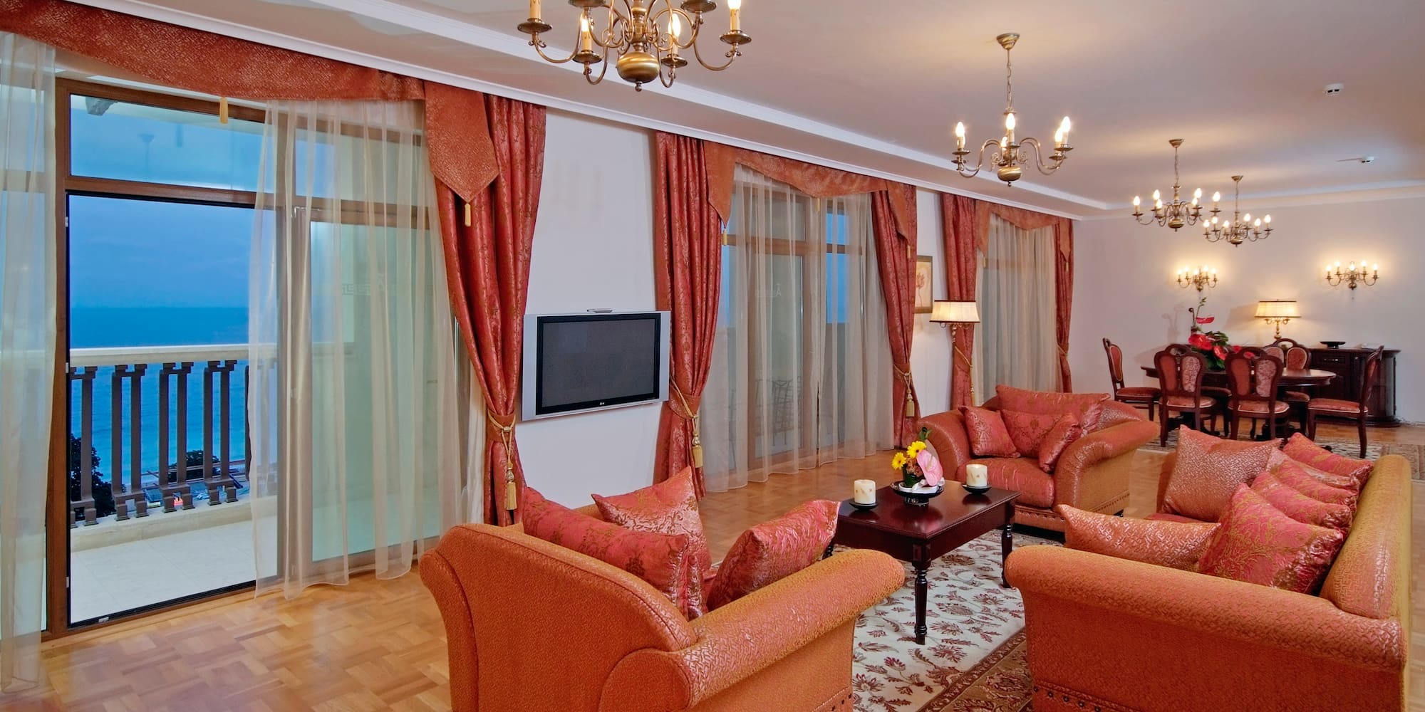 a living room with a couch and a tv