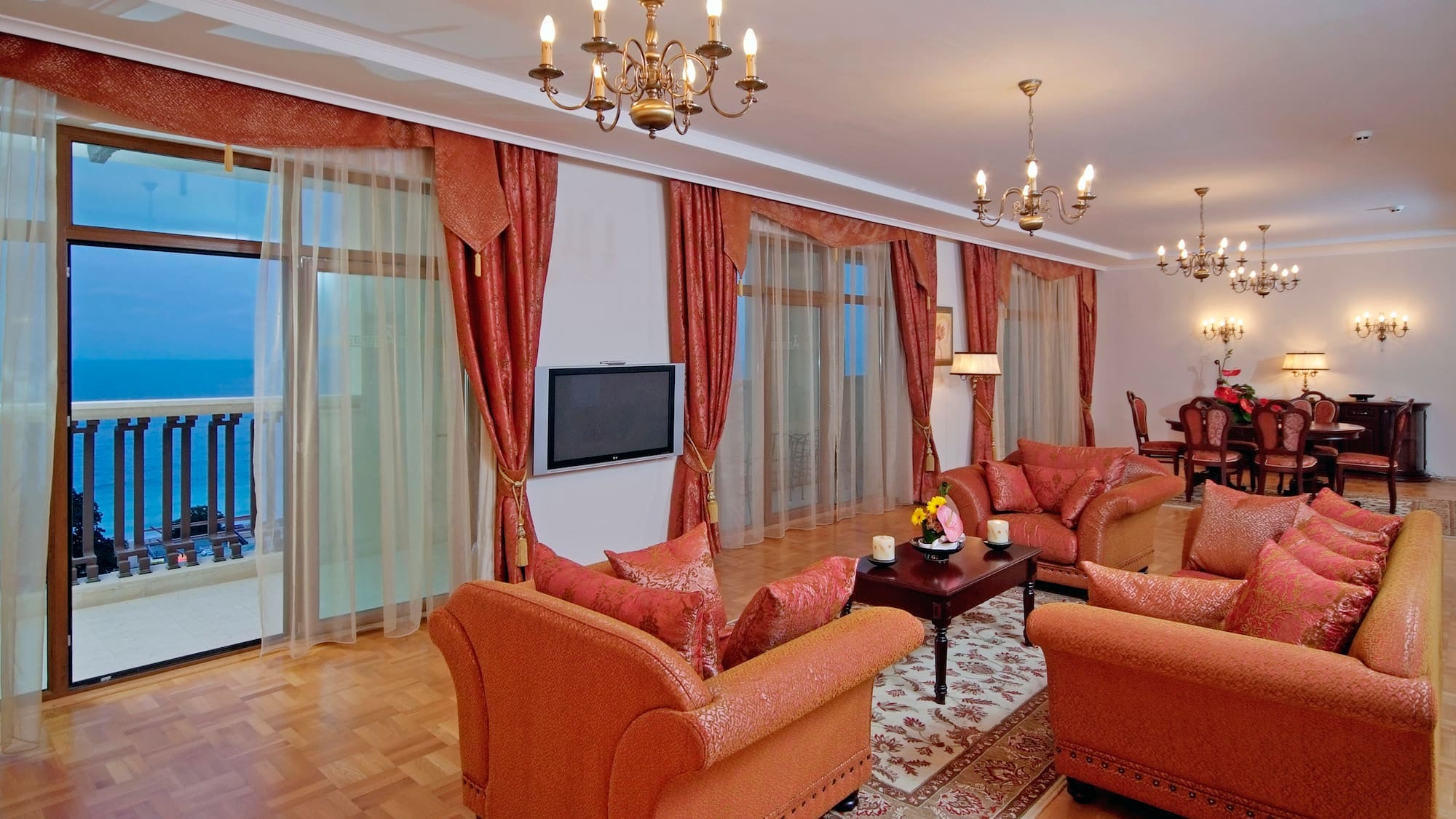 a living room with a couch and a tv