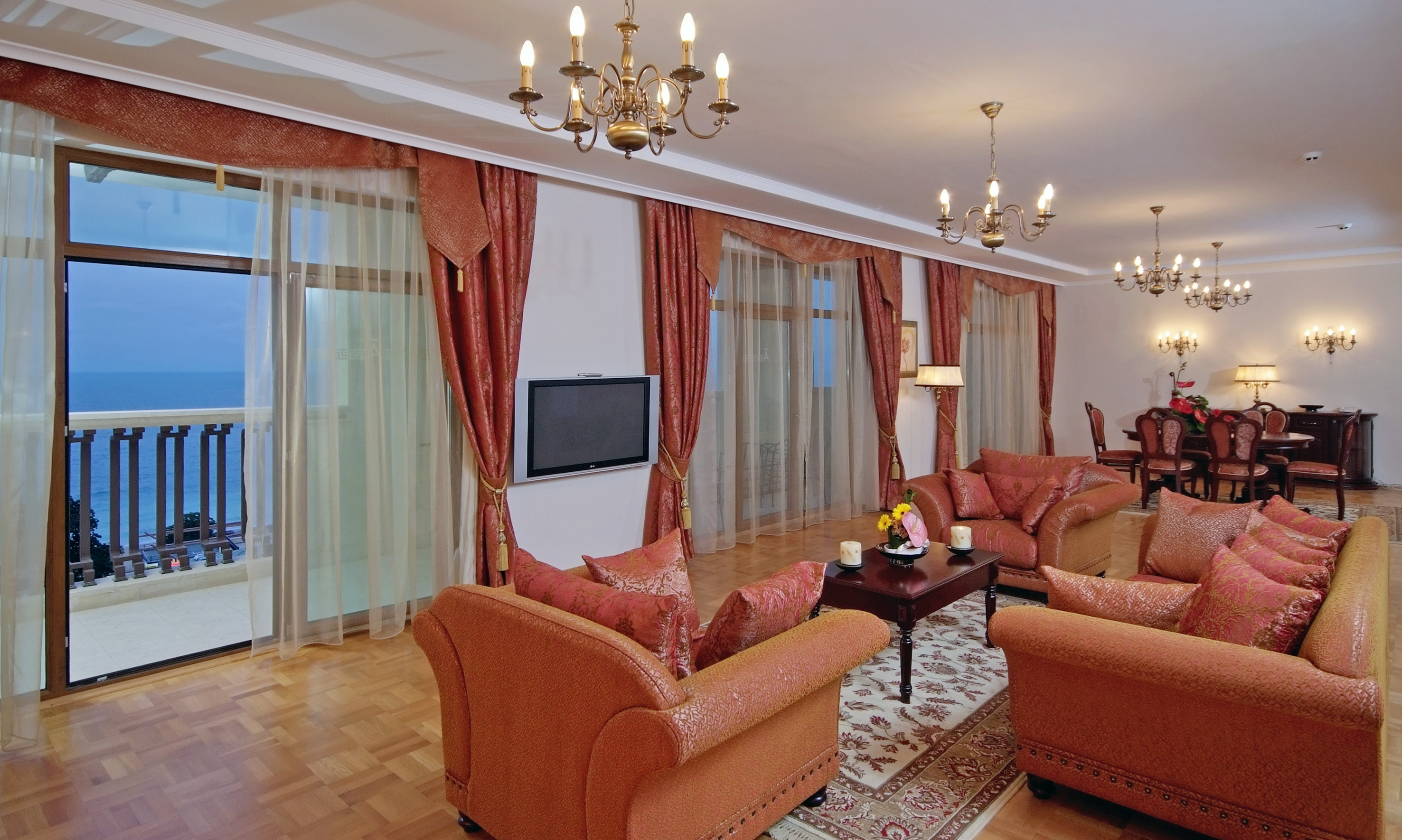 a living room with a couch and a tv