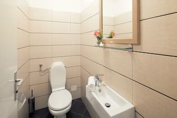 a bathroom with a toilet and sink