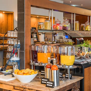a buffet with different types of food