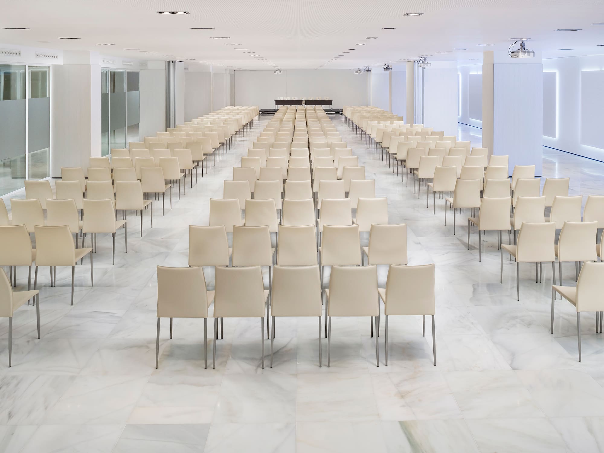 a room with many chairs