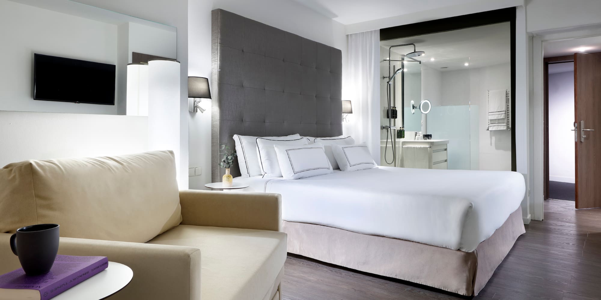 a room with a bed and a couch