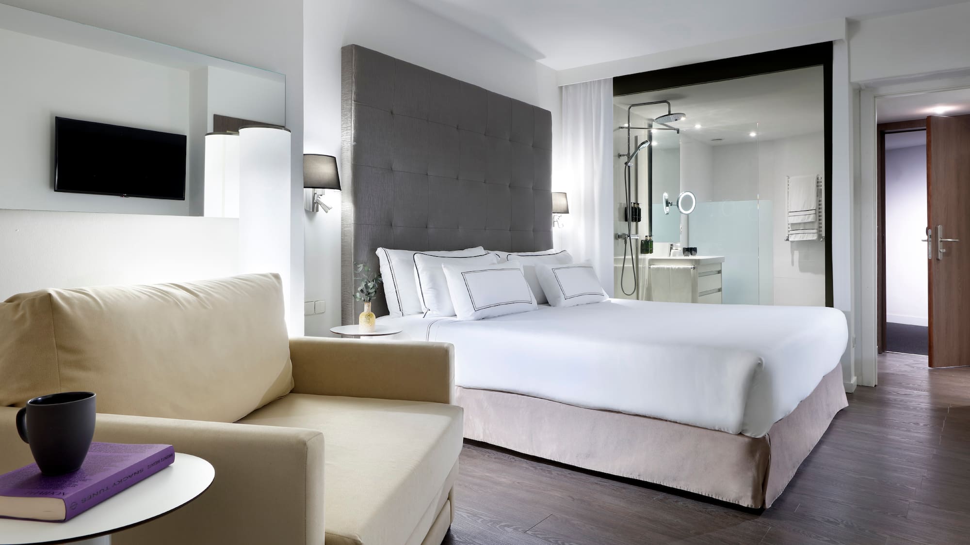 a room with a bed and a couch