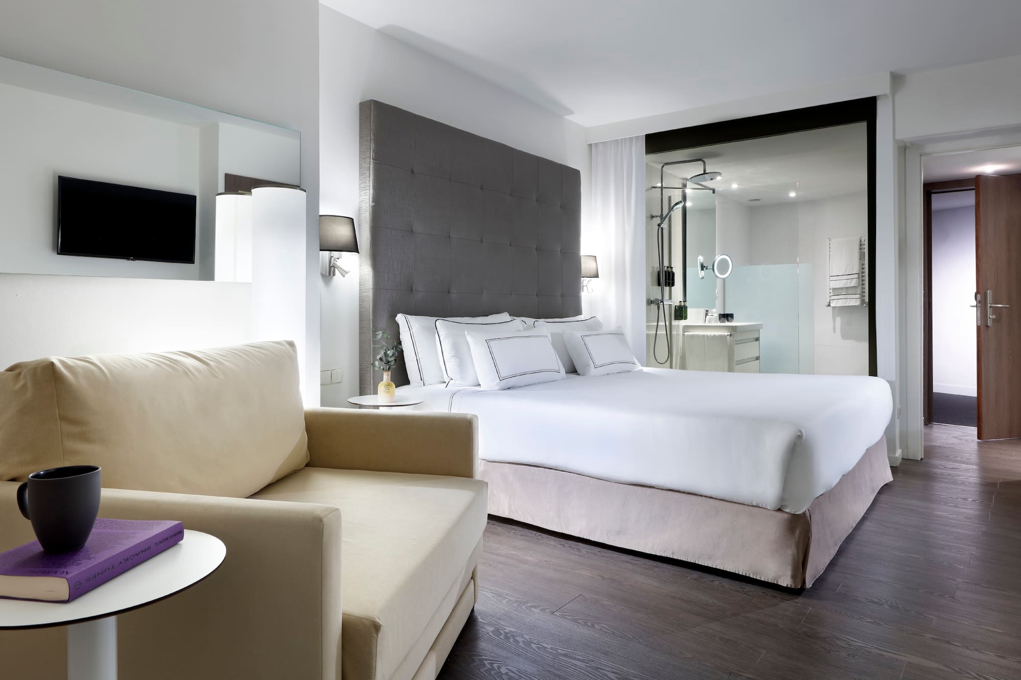 a room with a bed and a couch