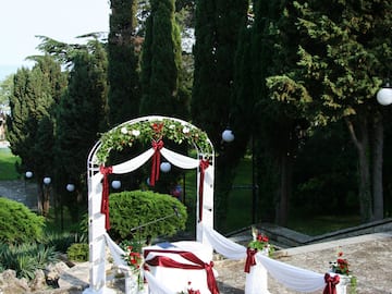 a wedding ceremony set up