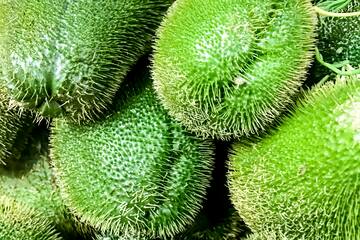 a pile of green fruit