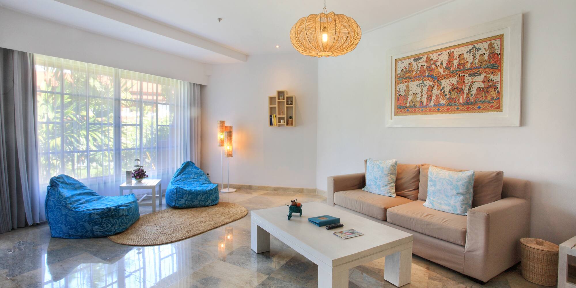 a living room with a couch and a coffee table