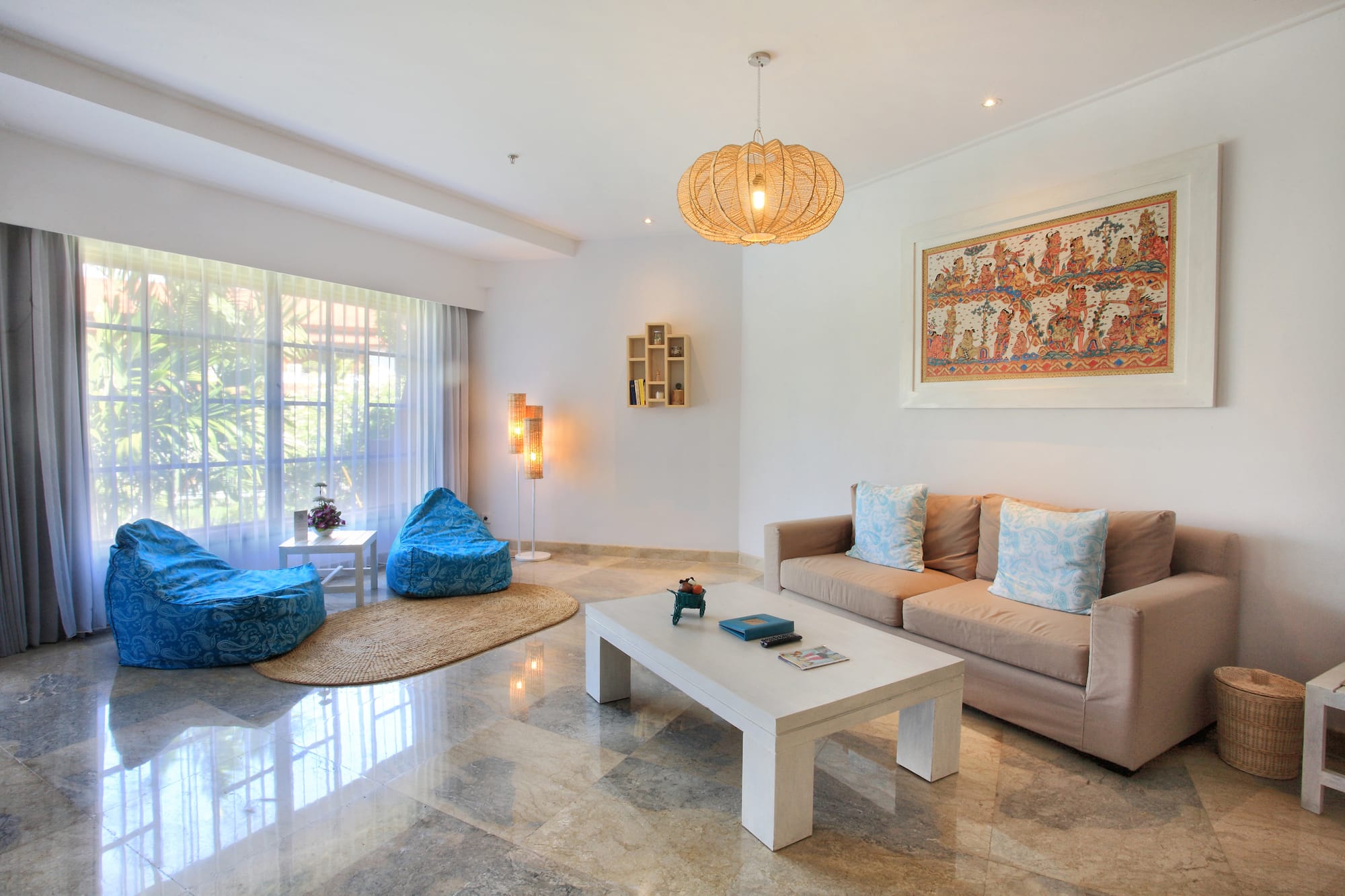 a living room with a couch and a coffee table