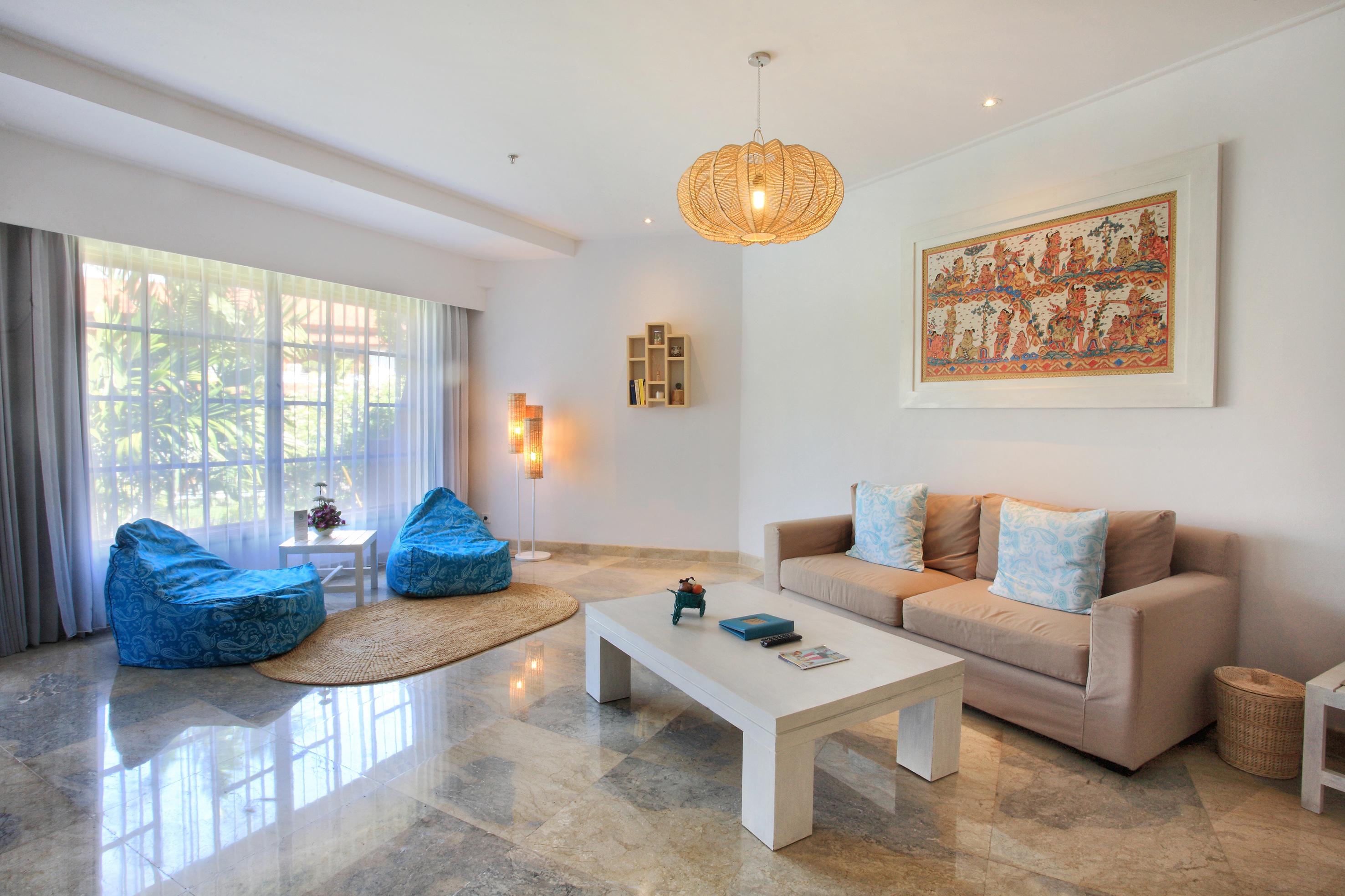 a living room with a couch and a coffee table