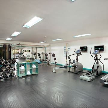 a room with exercise equipment