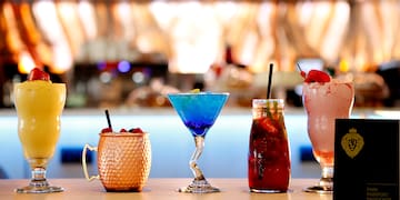 a group of drinks on a table