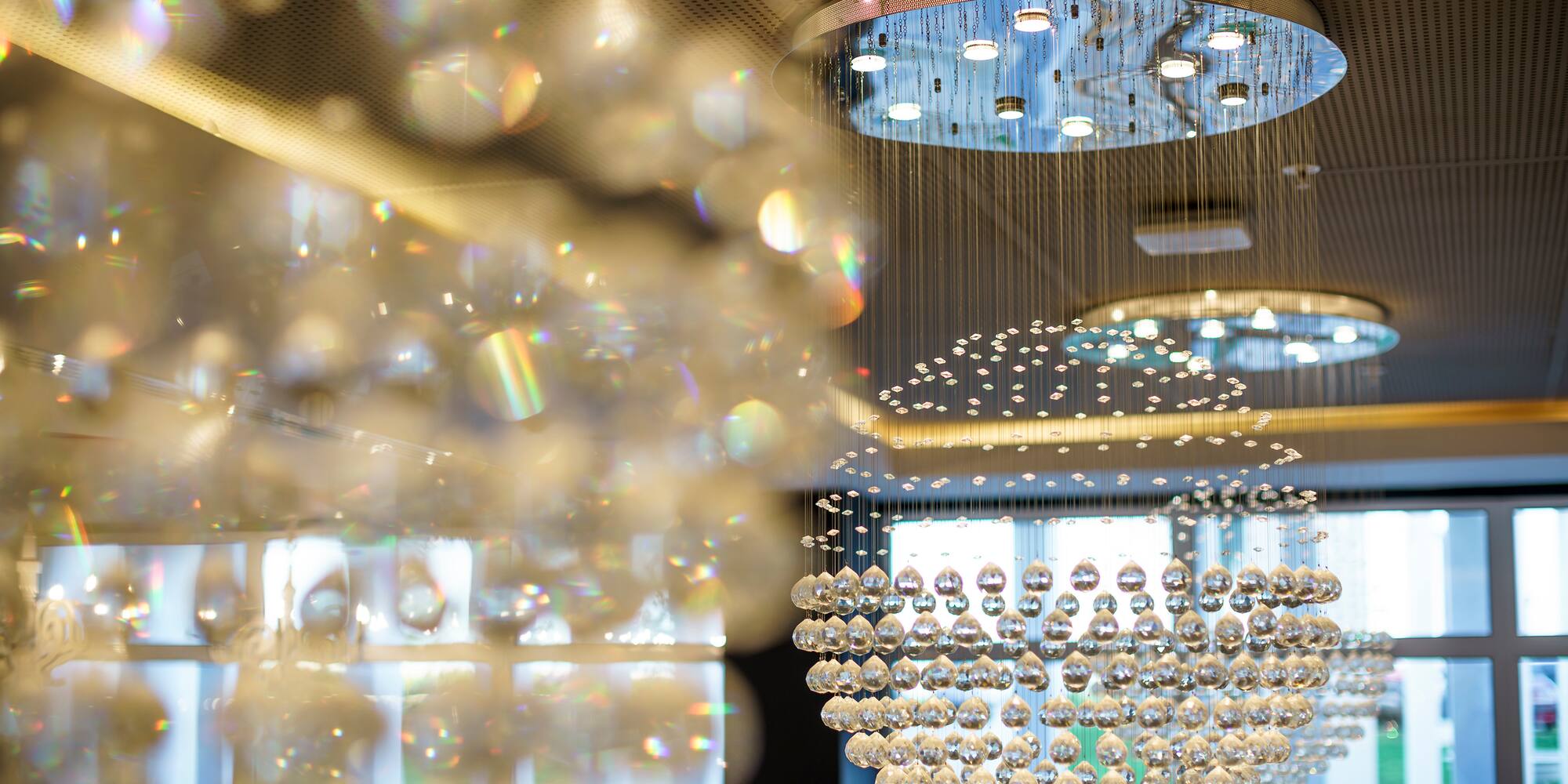 a chandelier from the ceiling