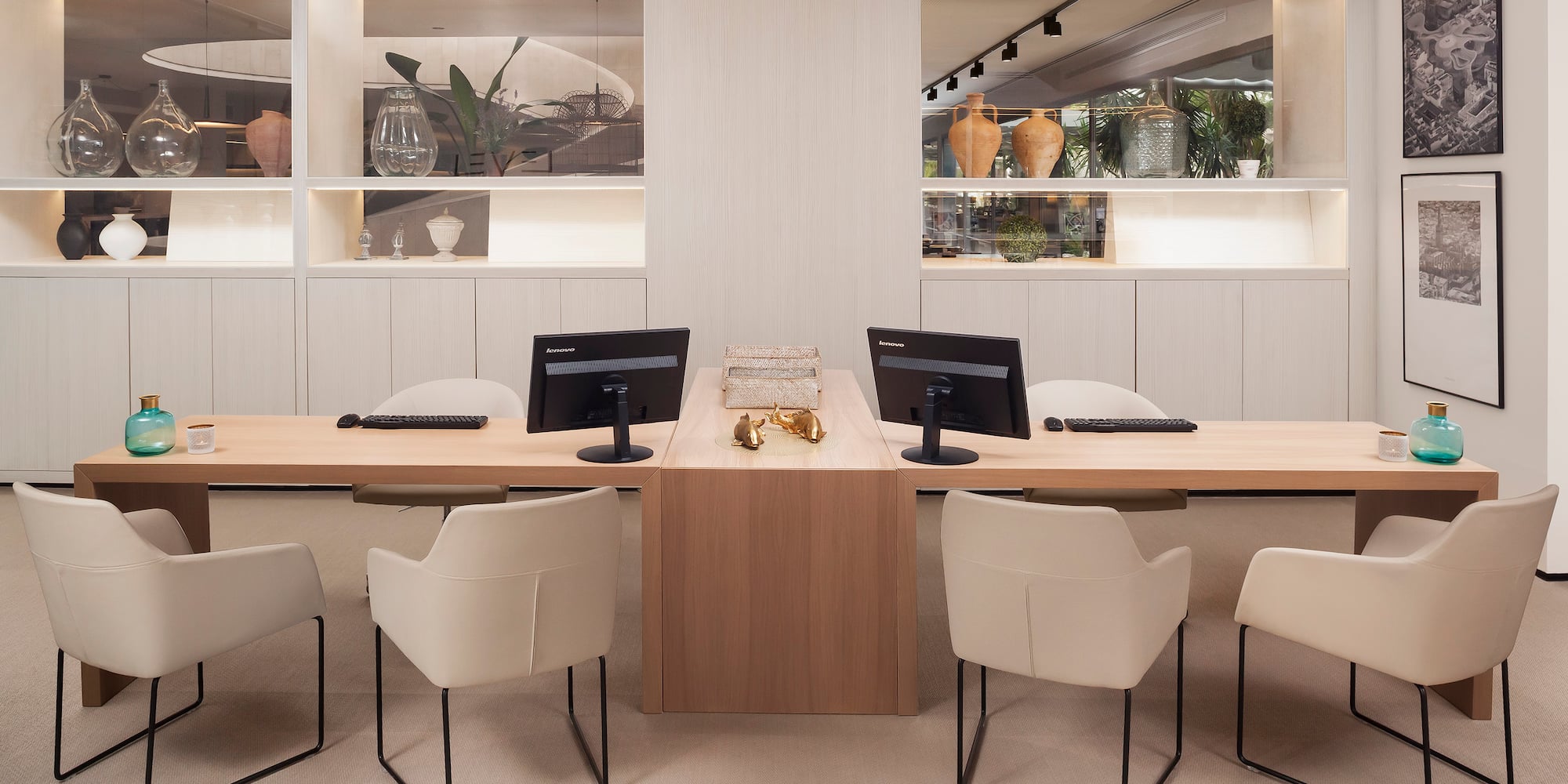 a room with a table and chairs