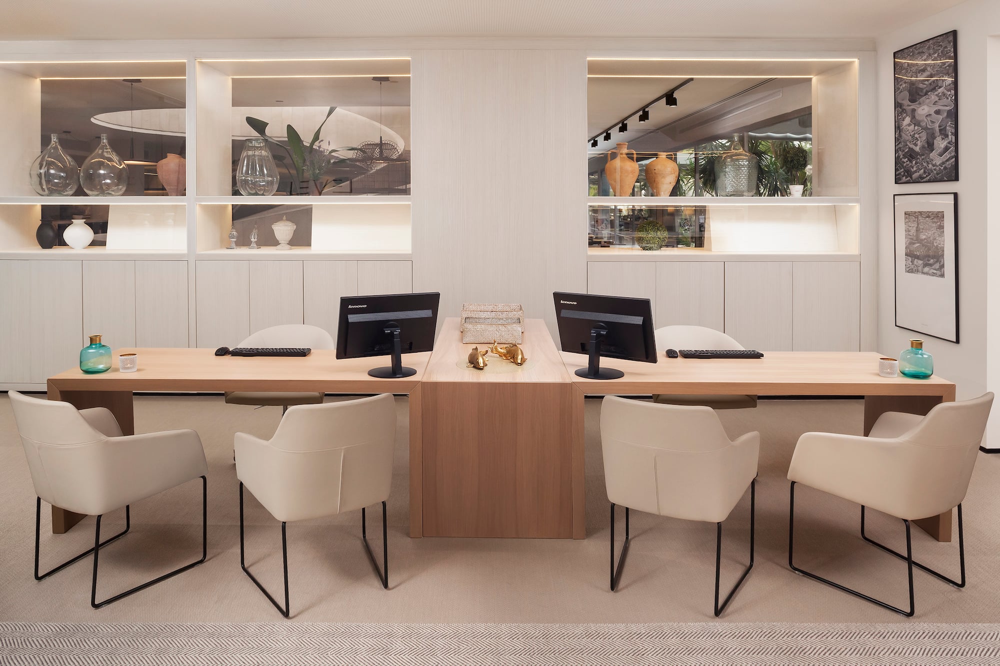 a room with a table and chairs