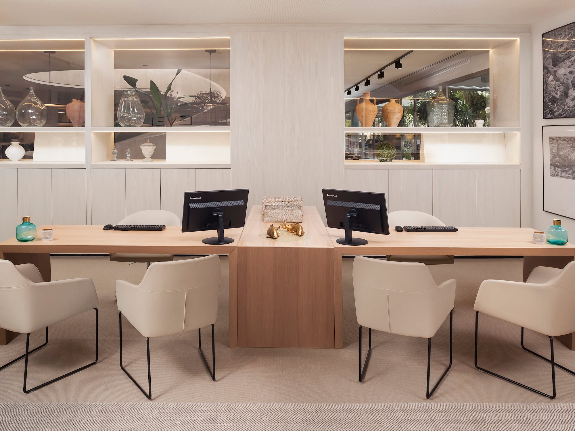 a room with a table and chairs