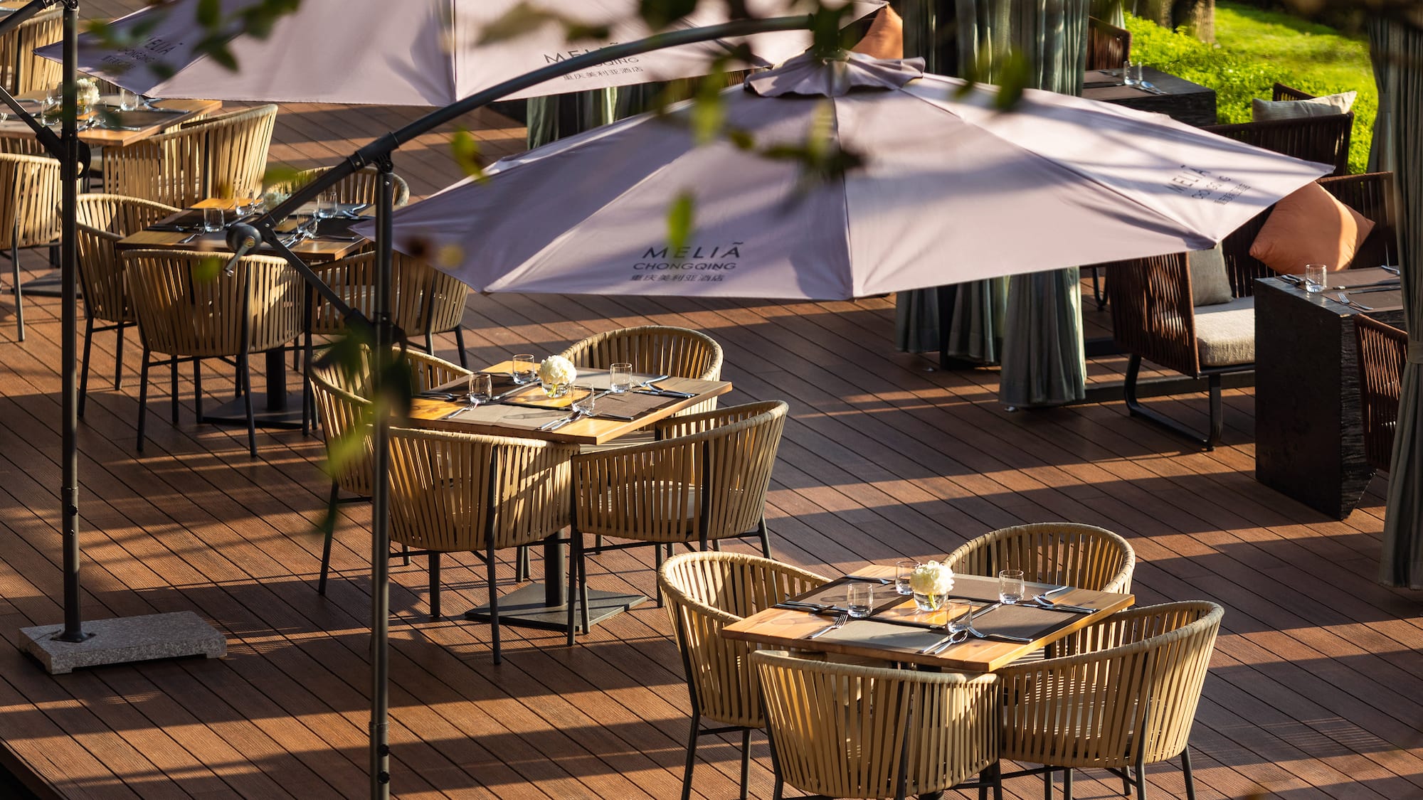 a table and chairs on a patio