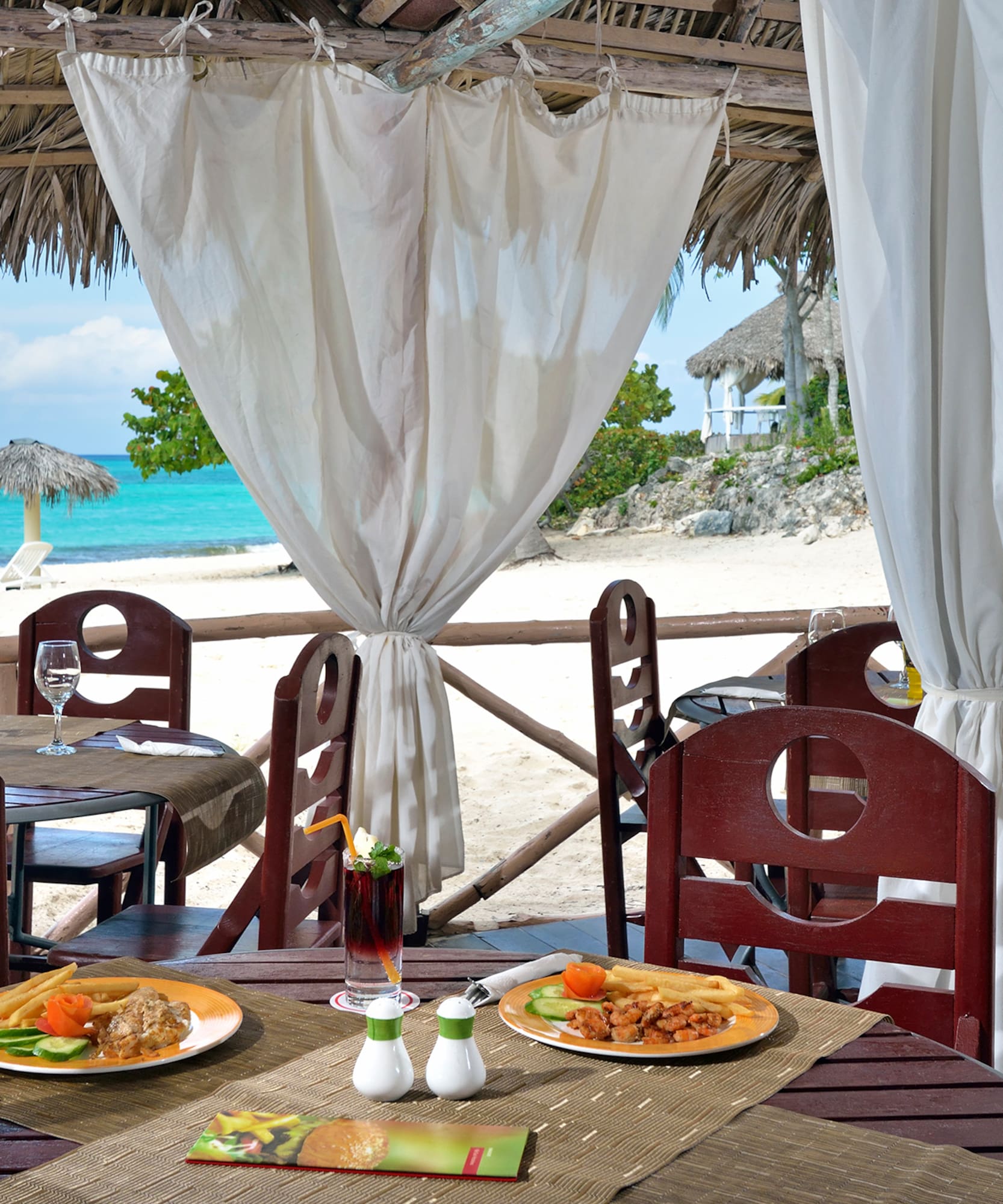 a table set up on a beach