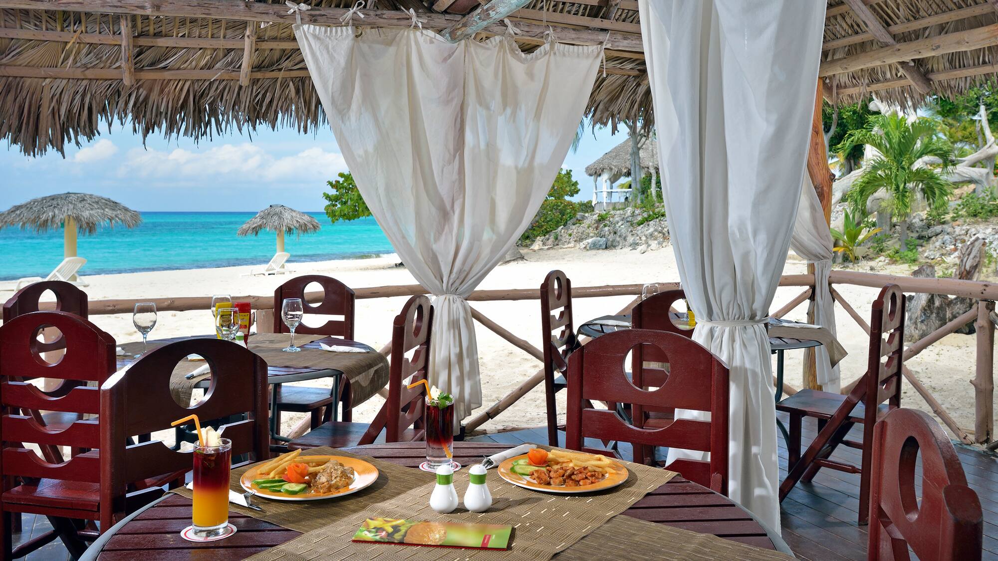 a table set up on a beach