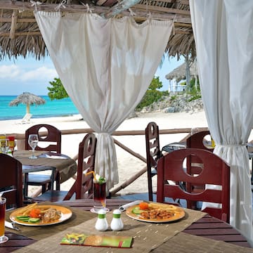a table set up on a beach