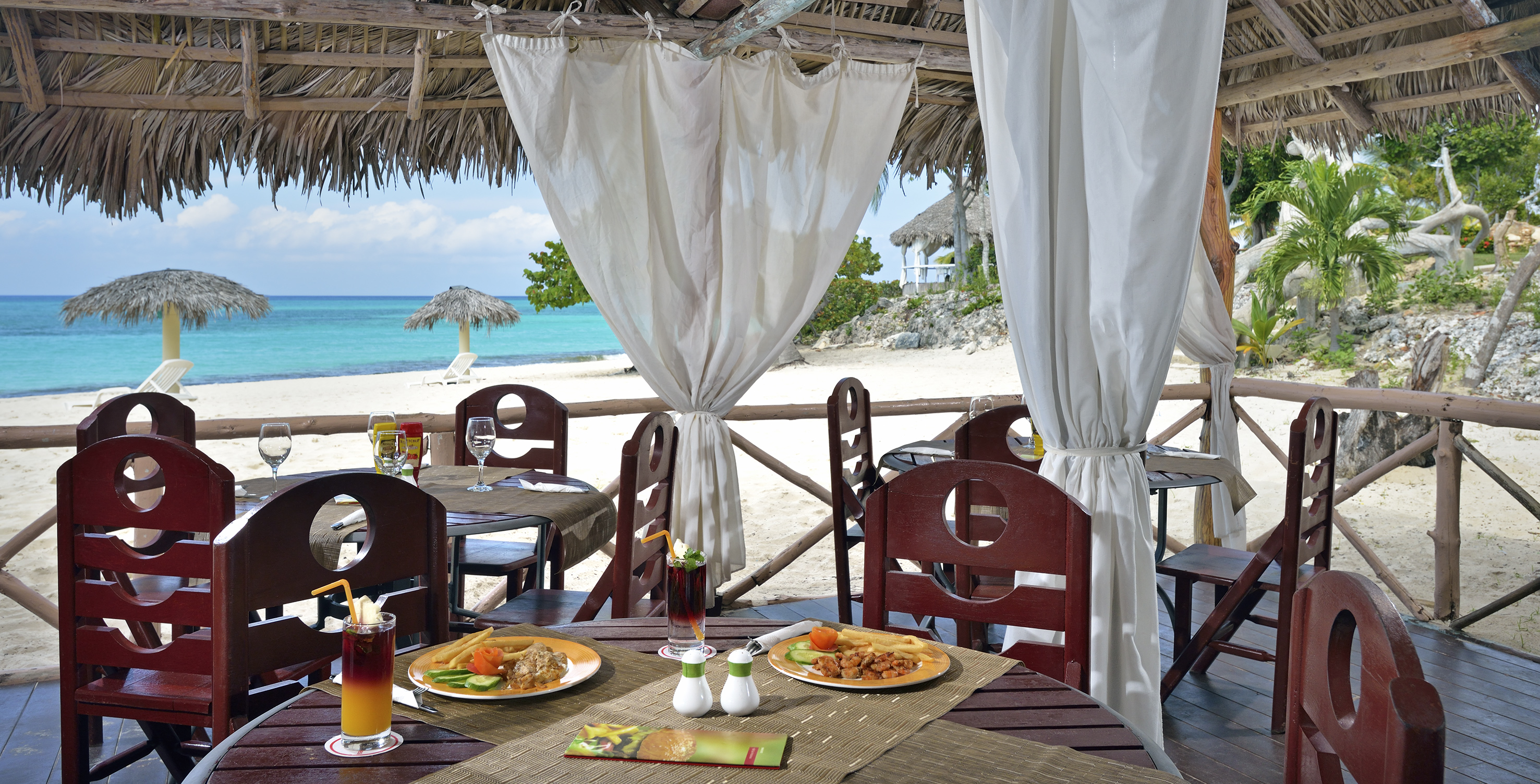 a table set up on a beach