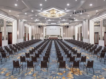 a large room with many chairs