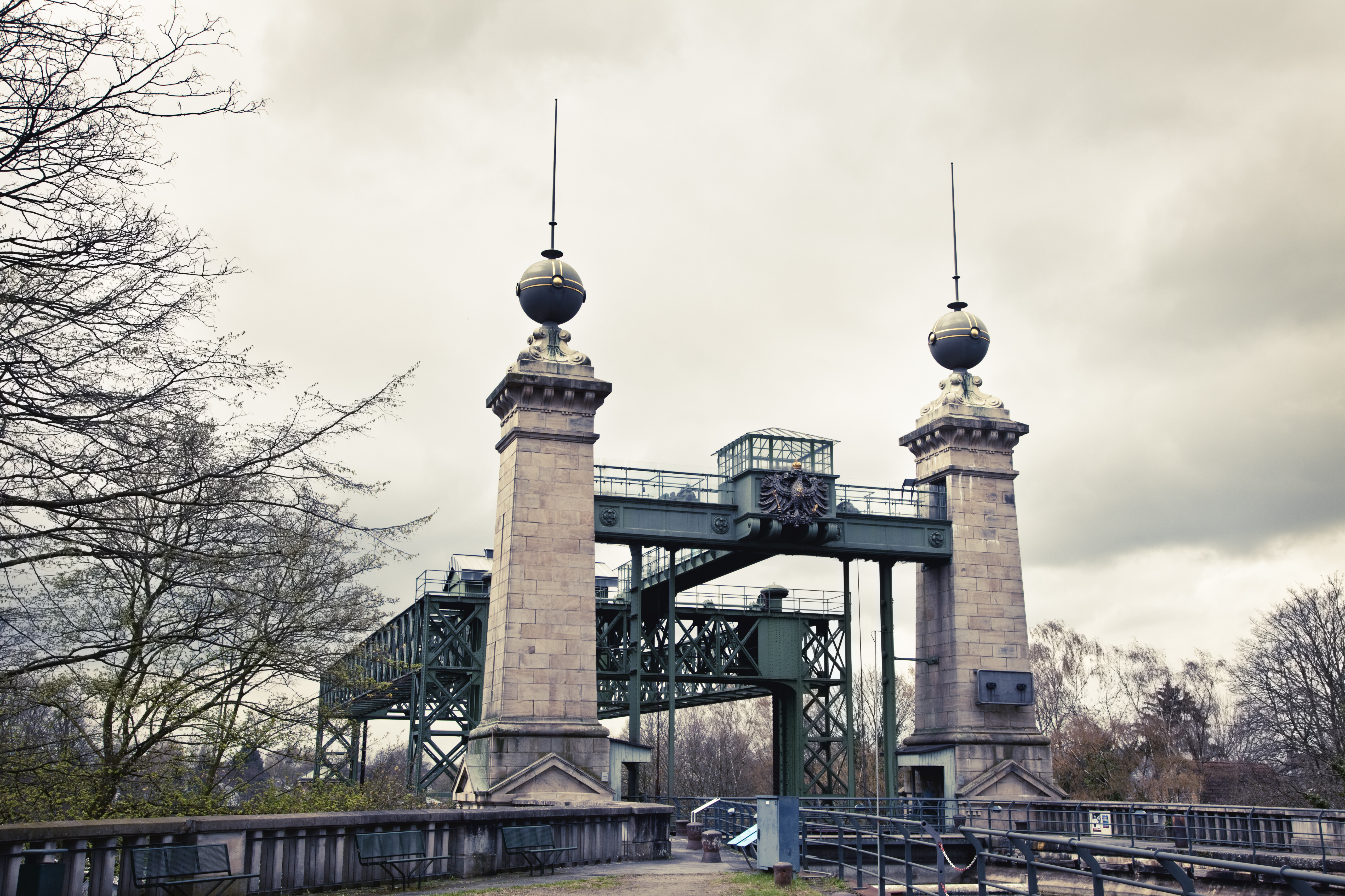 a bridge with towers and a bridge over it